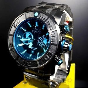 Invicta Coalition Forces Sonar Radar Black Stainless Steel Blue 58mm Chrono